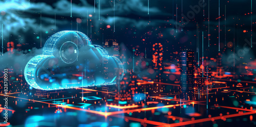 cloud technology concept with abstract digital background