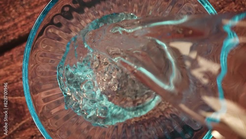 Water poured into the glass