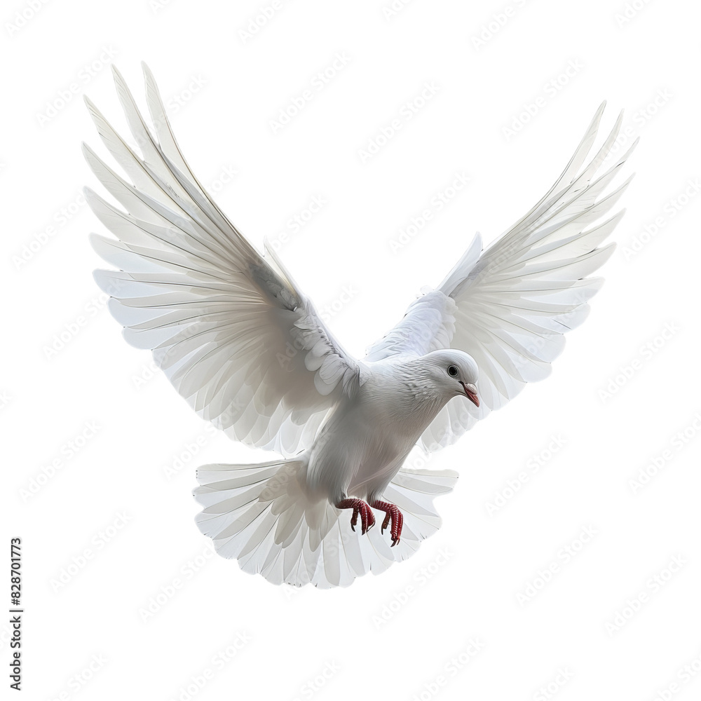 Cute dove flying isolated on transparent background, PNG file 