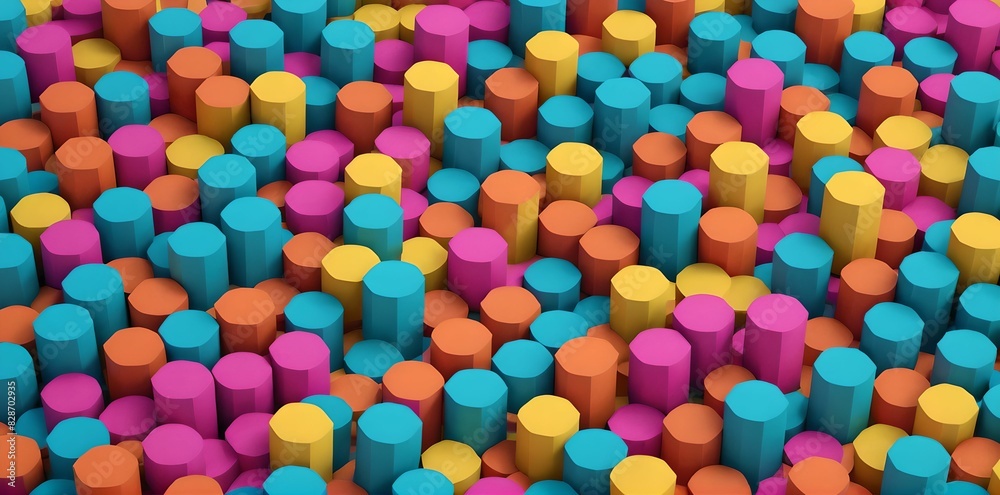 wallpaper representing a pattern with 3D geometric shapes and multicolored. wallpaper representing a pattern with 3D geometric shapes and multicolored.