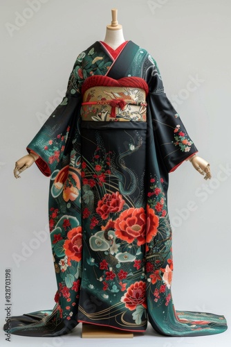 A woman wearing a traditional Japanese kimono with a floral pattern © Adobe Contributor
