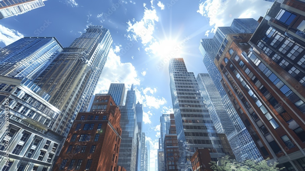 Generate a 3D-rendered image capturing the vibrant energy of downtown Generate a 3D-rendered image capturing the vibrant energy of downtown
