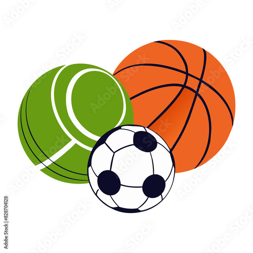 Vibrant Collection of Popular Sports Balls Basketball, Tennis, Soccer, and Handball Illustration on White Background