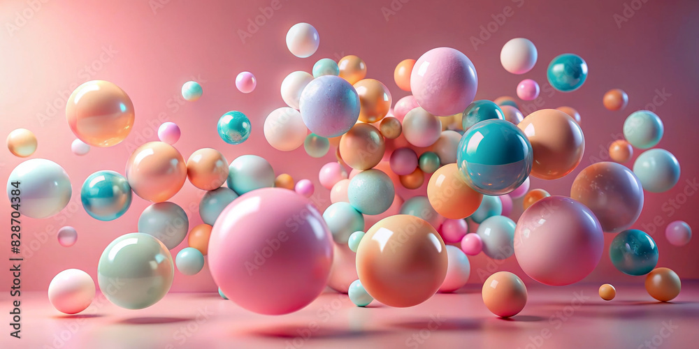 Shiny spheres of different sizes float against a soft pink background, creating a sense of lightness. The spheres have a pearl-like surface, ranging in colour from pastel pink to cream.AI generated. Shiny spheres of different sizes float against a soft pink background, creating a sense of lightness. The spheres have a pearl-like surface, ranging in colour from pastel pink to cream.AI generated.