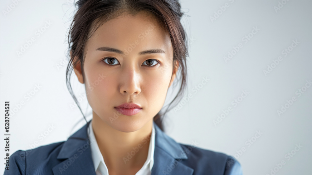 Focused Chinese Businesswoman in Formal Attire Focused Chinese Businesswoman in Formal Attire