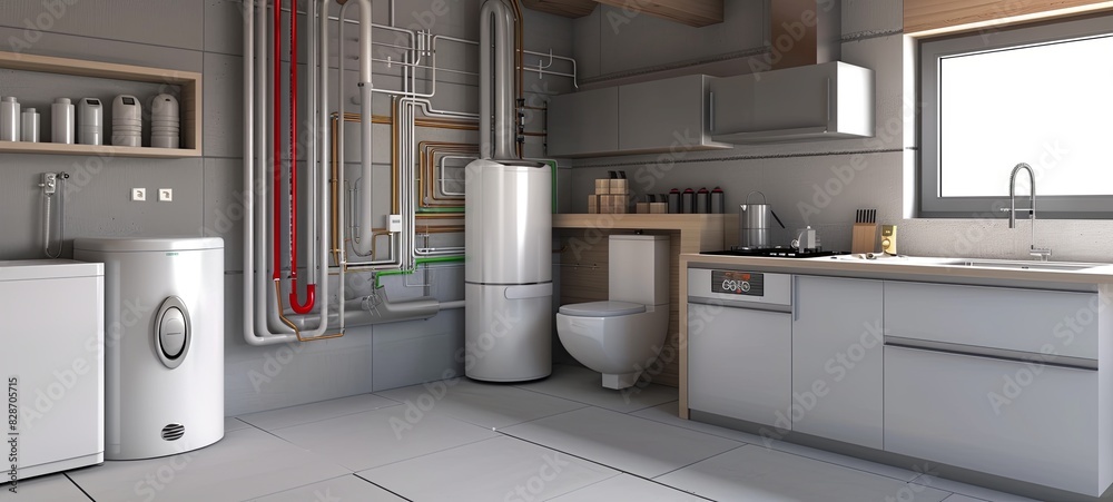 Energy efficiency diagram and indoor gas boiler. Energy efficiency diagram and indoor gas boiler.