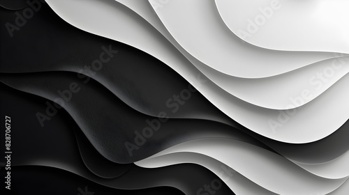 Captivating Monochrome Papercraft Layers Create Mesmerizing Abstract Wallpaper with Ample Copy Space