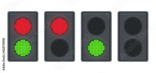 Red and green LED traffic light set