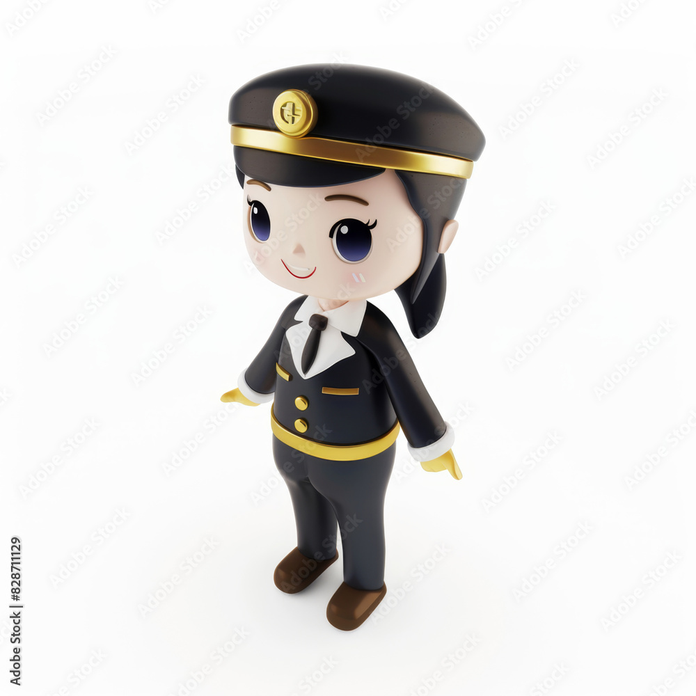 stewardess icon in 3D style on a white background stewardess icon in 3D style on a white background
