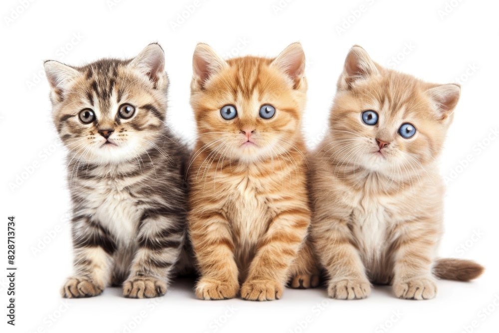 Adorable Kittens on White Background Generative AI Adorable Kittens on White Background Generative AI