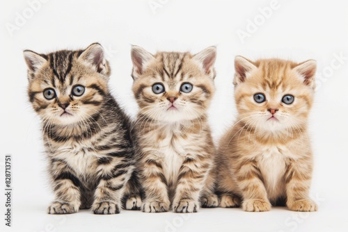 Adorable Kittens on White Background Generative AI
