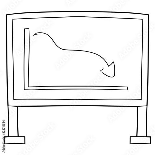 graphic loss or down on the whiteboard illustration hand drawn outline vector
