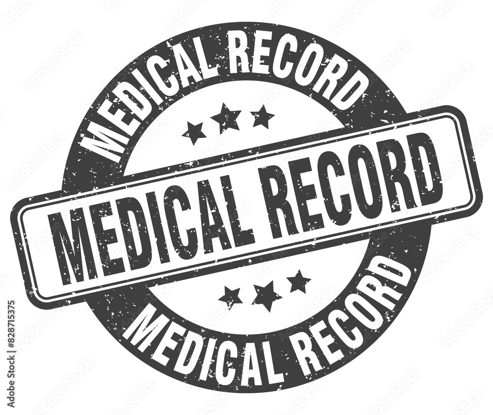 medical record stamp. medical record label. round grunge sign