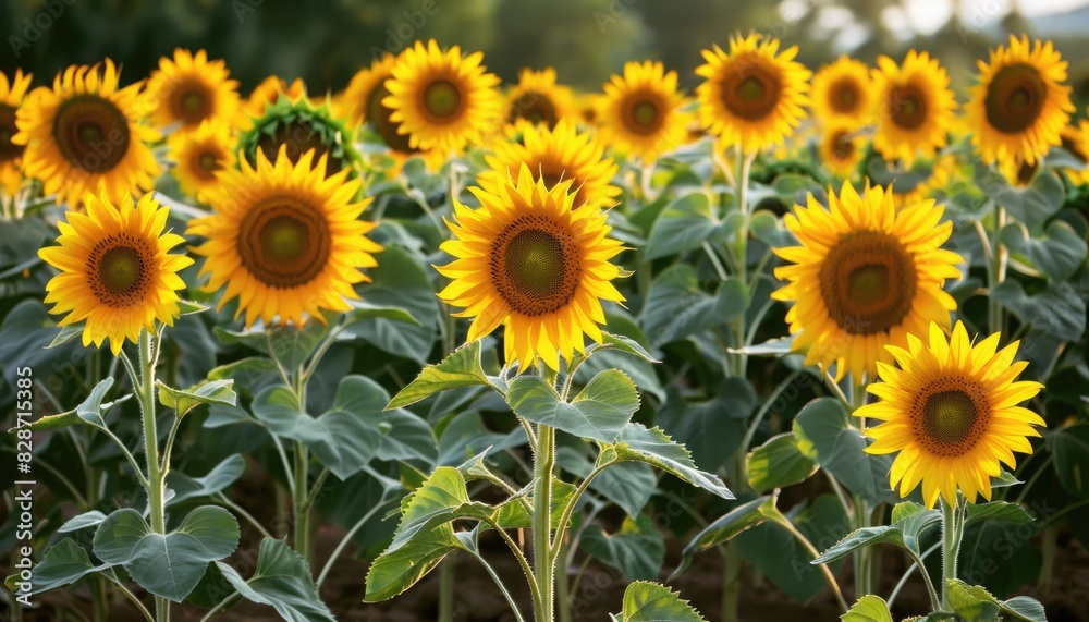 Rows of vibrant sunflowers swaying gently in the breeze, their cheerful faces turned towards the radiant sun. A picturesque scene of rural agriculture at its finest. Rows of vibrant sunflowers swaying gently in the breeze, their cheerful faces turned towards the radiant sun. A picturesque scene of rural agriculture at its finest.