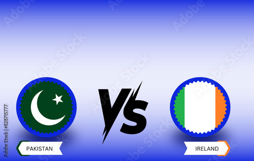 Pakistan vs Ireland T20 World Cup 2024 Social Media Card: Vector Illustration of Cricket Match Showdown in Vibrant Design