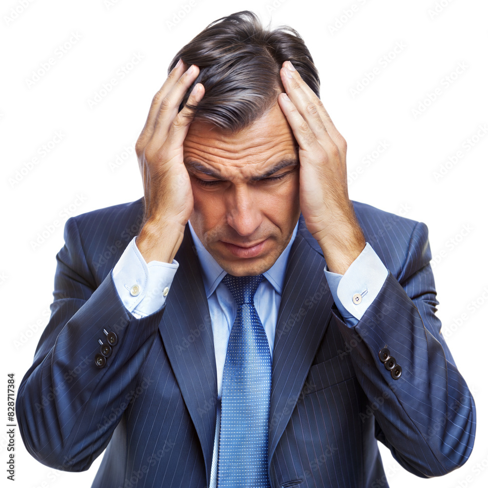 Overworked Manager – Male: A portrait of an overworked male manager, with a pained expression and hands on his head, isolated on a white background.
Overworked Manager – Male: A portrait of an overworked male manager, with a pained expression and hands on his head, isolated on a white background.