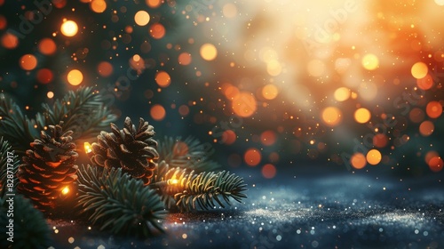 Christmas Pine Cones and Holiday Lights