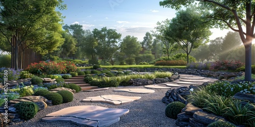 Chinese Garden Landscape Design Effect Drawing photo