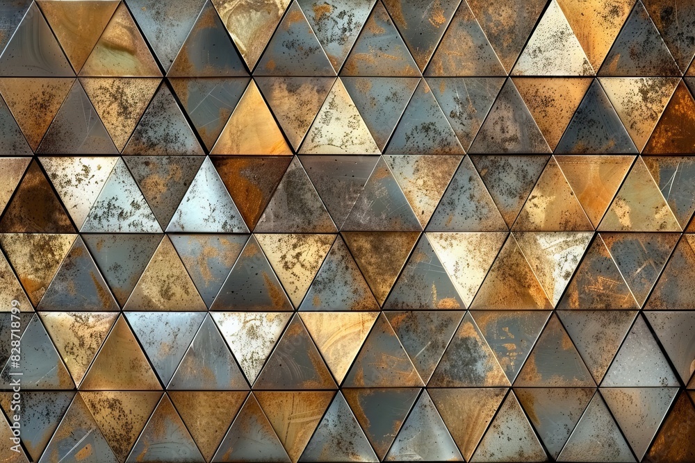 Metallic geometric mosaic wallpaper pattern with abstract triangles. Metallic geometric mosaic wallpaper pattern with abstract triangles.