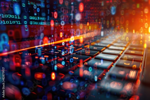 Binary code on a laptop keyboard.