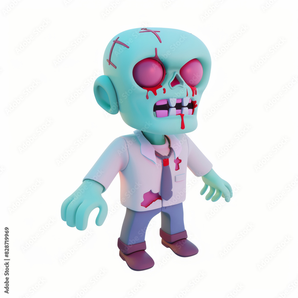 zombie icon in 3D style on a white background zombie icon in 3D style on a white background