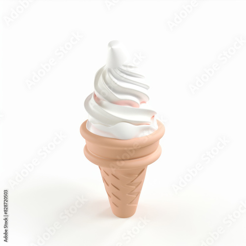 ice cream in a cone icon in 3D style on a white background