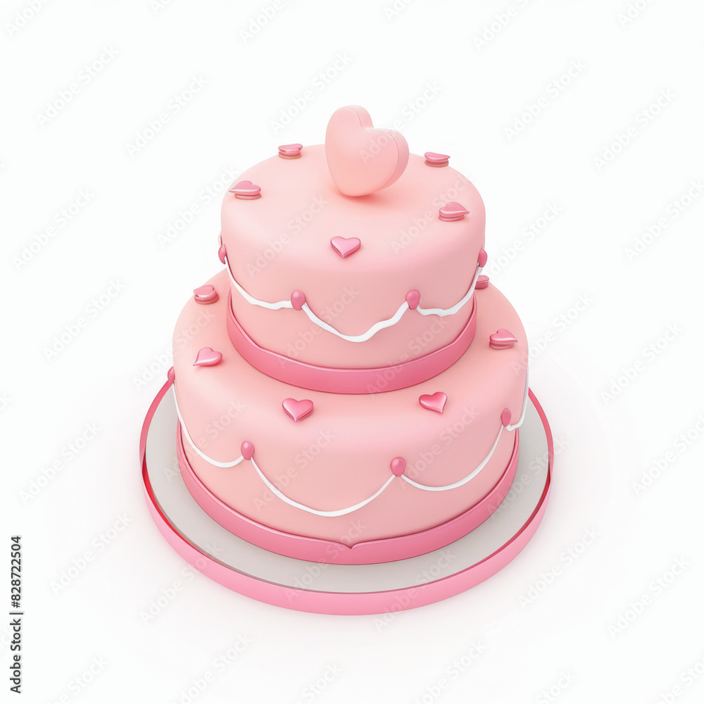 a big cake icon in 3D style on a white background a big cake icon in 3D style on a white background