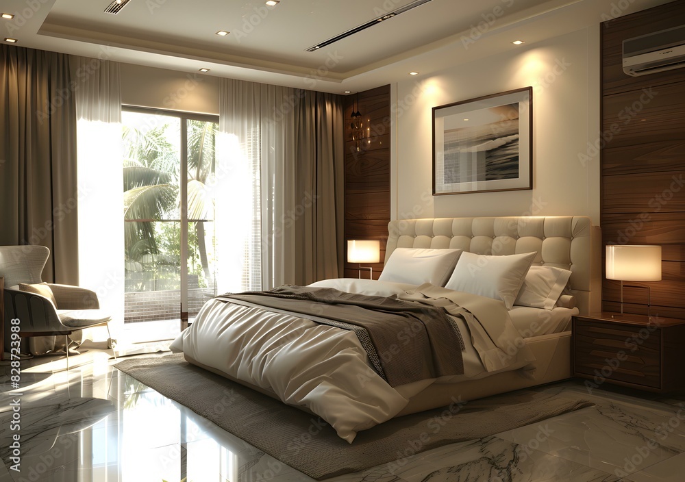Fototapeta premium Modern Minimalist Style Bedroom Renderings