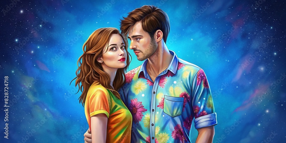 loving couple interracial passionate eyes see colored wall show love