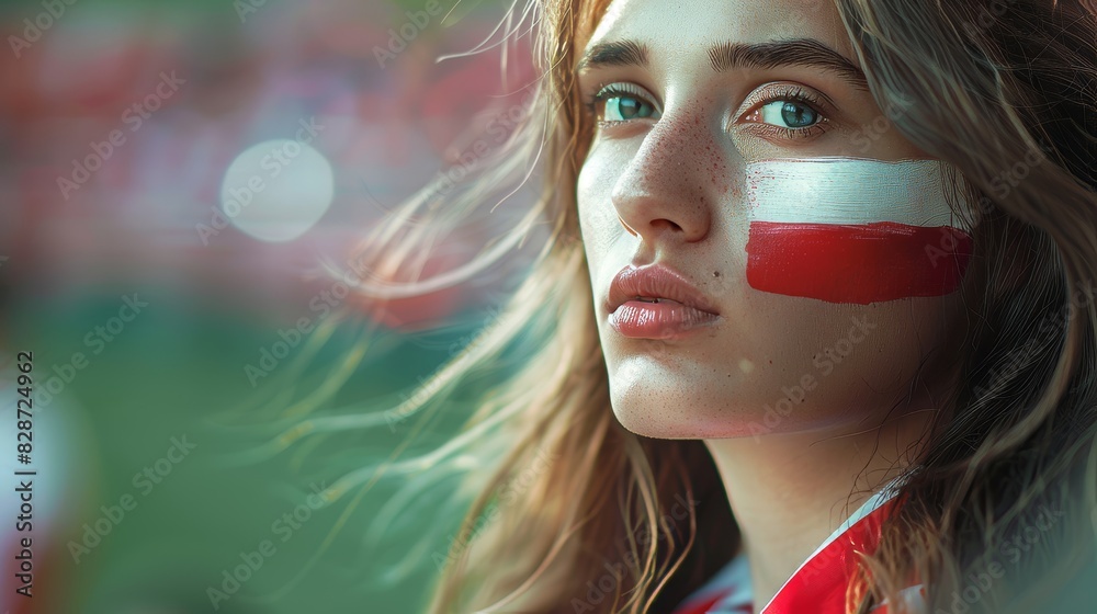 Cheerful Fan at a Summer Football Stadium Generative AI