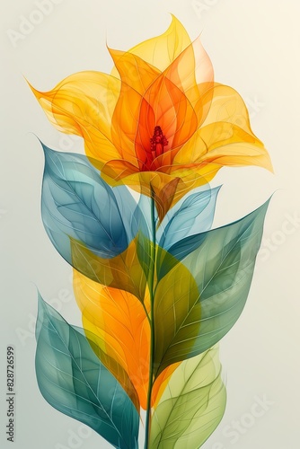 Yellow Flower With Green Leaves Painting