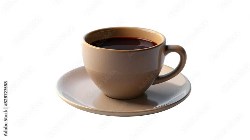 Isolated on white, a ceramic coffee cup filled with a hot brown beverage steams with a tempting aroma Isolated on white, a ceramic coffee cup filled with a hot brown beverage steams with a tempting aroma