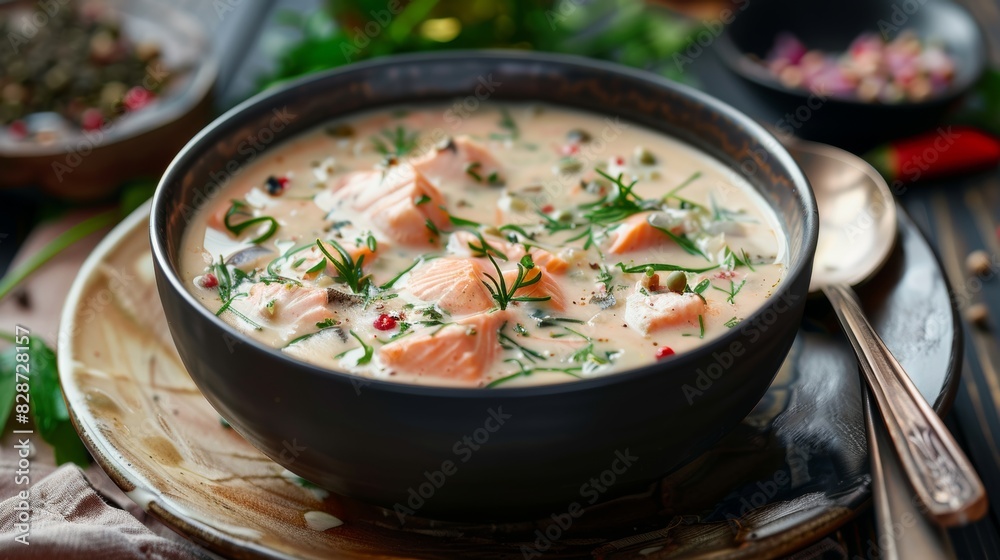 Cozy Winter Delight: Creamy Salmon Soup Generative AI Cozy Winter Delight: Creamy Salmon Soup Generative AI