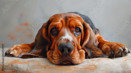 adorable basset hound with a wagging tail and expressive eyes, perfect for a pet concept banner