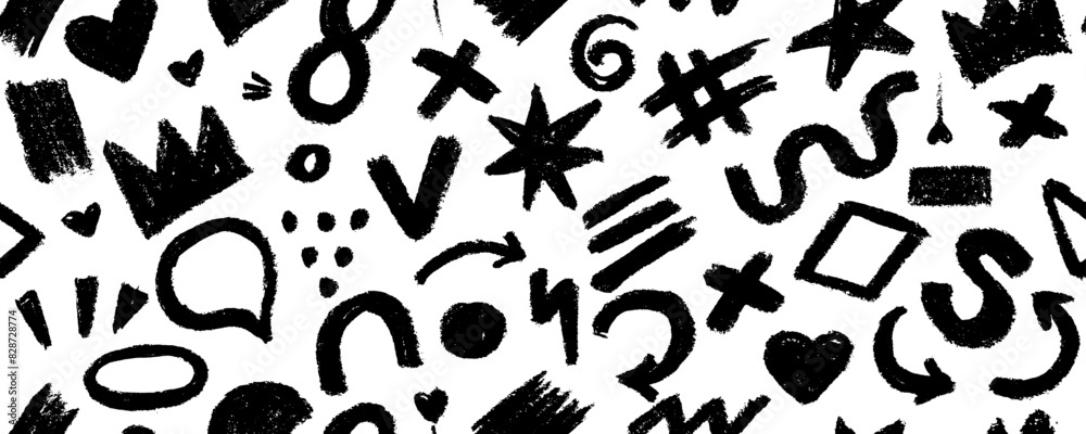 Charcoal graffiti doodle punk and girly shapes collection. Hand drawn abstract scribbles and squiggles, creative various shapes, pencil drawn icons. Scribbles, scrawls, stars, crown, curly lines.
Charcoal graffiti doodle punk and girly shapes collection. Hand drawn abstract scribbles and squiggles, creative various shapes, pencil drawn icons. Scribbles, scrawls, stars, crown, curly lines.