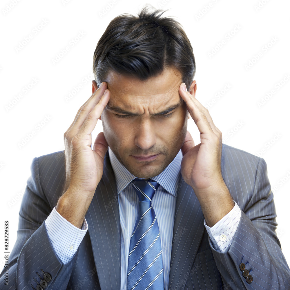 Irritated Office Worker – Male: A portrait of an irritated male office worker, rubbing his temples and frowning, isolated on a white background.
Irritated Office Worker – Male: A portrait of an irritated male office worker, rubbing his temples and frowning, isolated on a white background.