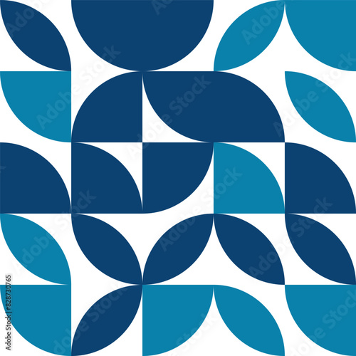 Seamless pattern with colored quarter circles. Abstract pattern design in Scandinavian style.