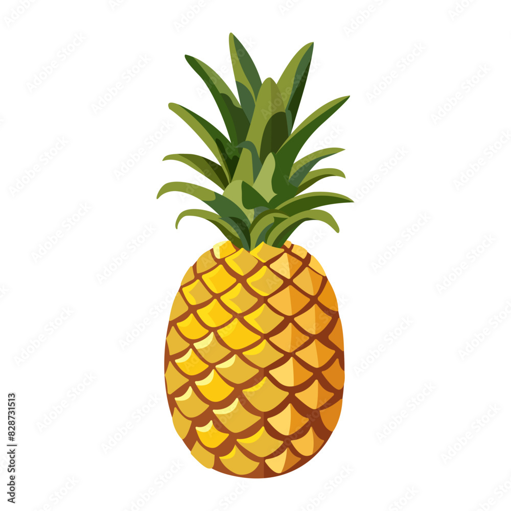 Vector image of pineapple on isolated white background. Citrus fruits. Ripe and delicious product. Vector image of pineapple on isolated white background. Citrus fruits. Ripe and delicious product.