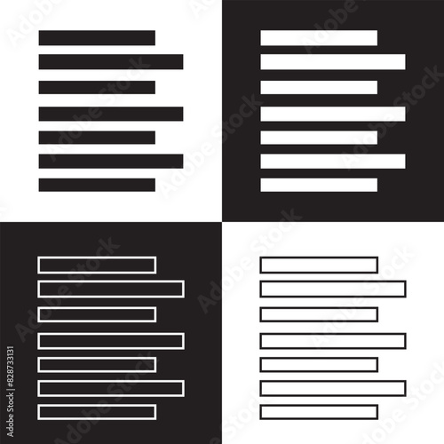 Paragraph Align, Text Align, Paragraph Centering, Left Justified, Right Justified, UI Icon, isolated on white background. Vector illustration. EPS 10