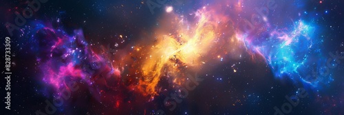 Cosmos background with stardust, nebula and stars. Galaxy backdrop. Infinite universe, milky way