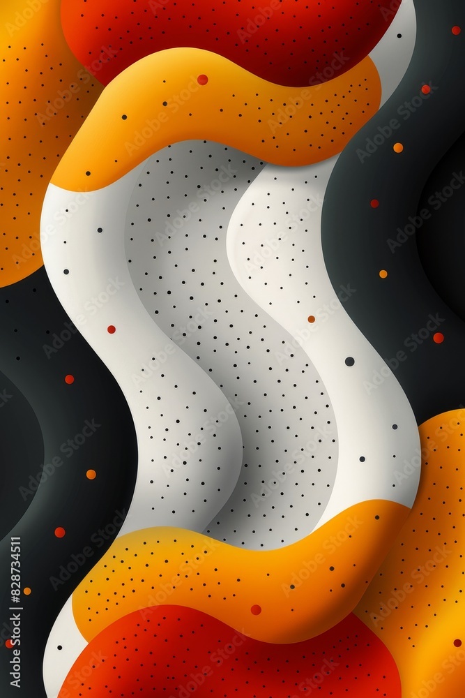Fototapeta premium Monochrome Background With Orange and Red Shapes