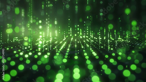 Wallpaper Mural Binary code streaming across a dark background with glowing green numbers Torontodigital.ca