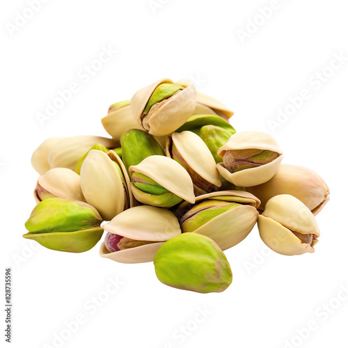 Unshelled pistachios isolated on white background