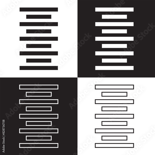 Paragraph Align, Text Align, Paragraph Centering, Left Justified, Right Justified, UI Icon, isolated on white background. Vector illustration. EPS 10