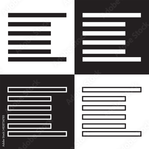 Paragraph Align, Text Align, Paragraph Centering, Left Justified, Right Justified, UI Icon, isolated on white background. Vector illustration. EPS 10