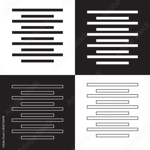 Paragraph Align, Text Align, Paragraph Centering, Left Justified, Right Justified, UI Icon, isolated on white background. Vector illustration. EPS 10