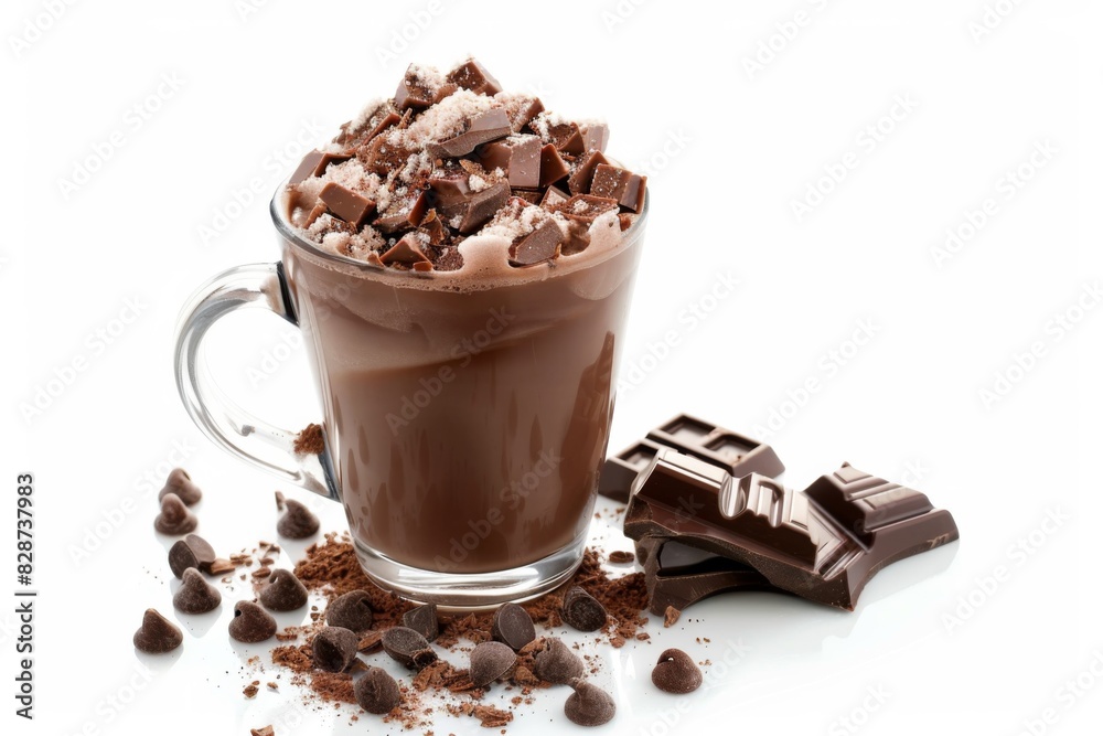 cold chocolate in cup isolated on white background cold chocolate in cup isolated on white background