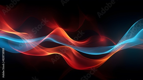 Two intertwined red and blue flames background. Digital art illustration. Generative AI.