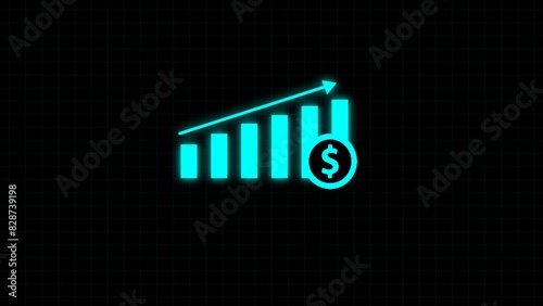 Quadro su tela business graph chart with upward trend on grid line background.