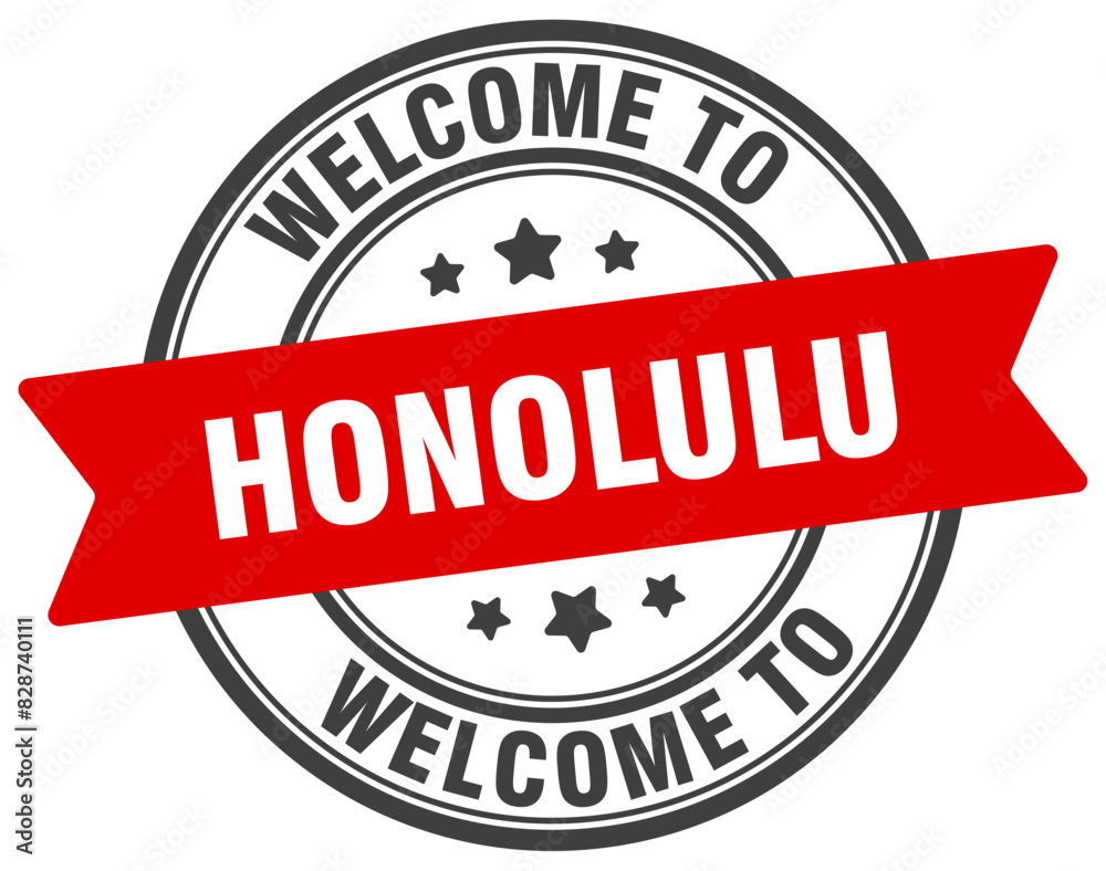 Welcome to Honolulu stamp. Honolulu round sign